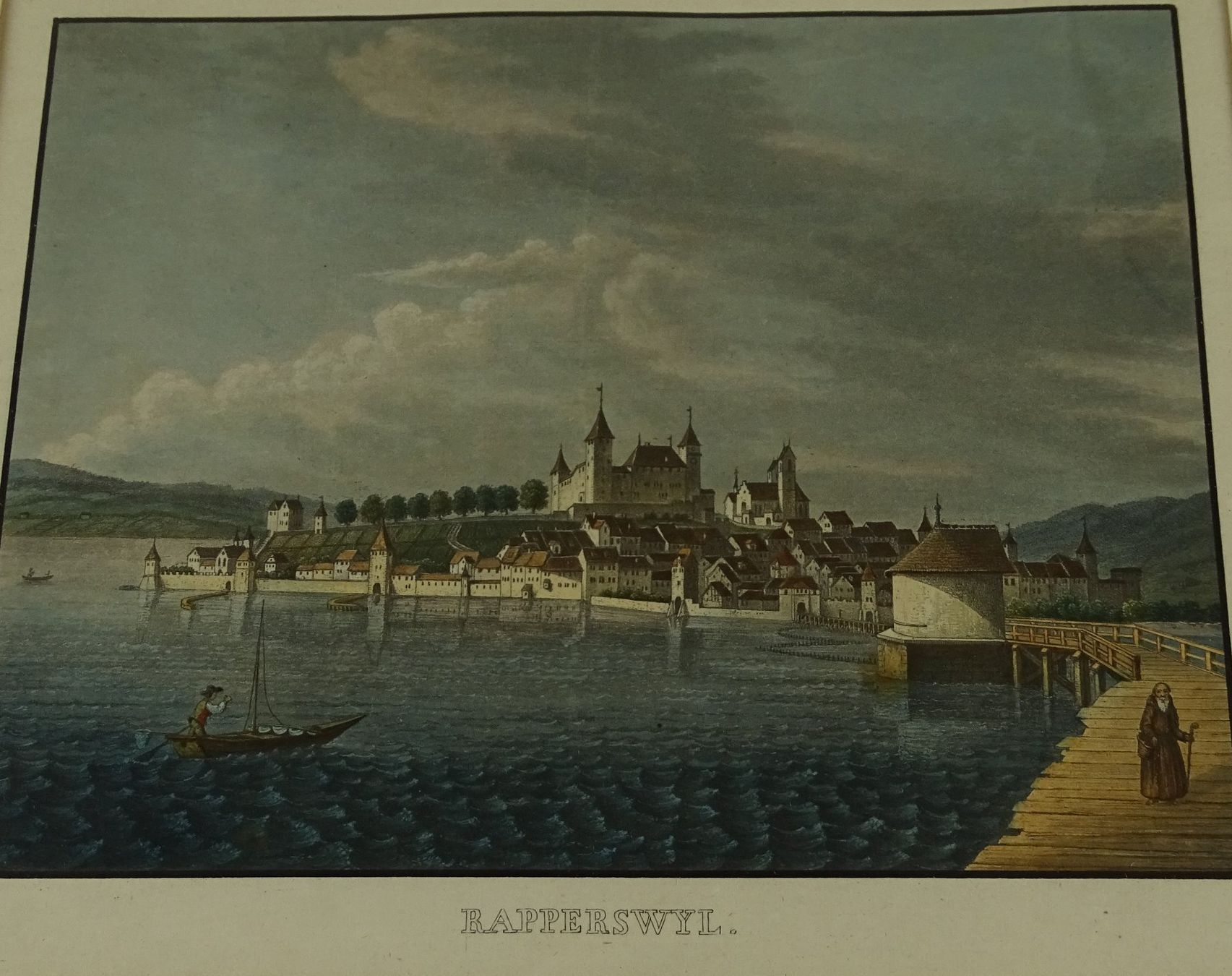Incisioni: RAPPERSWIL, AQUATINTA 1867 – Usato da Grüningen venduto da Kartensammler 2