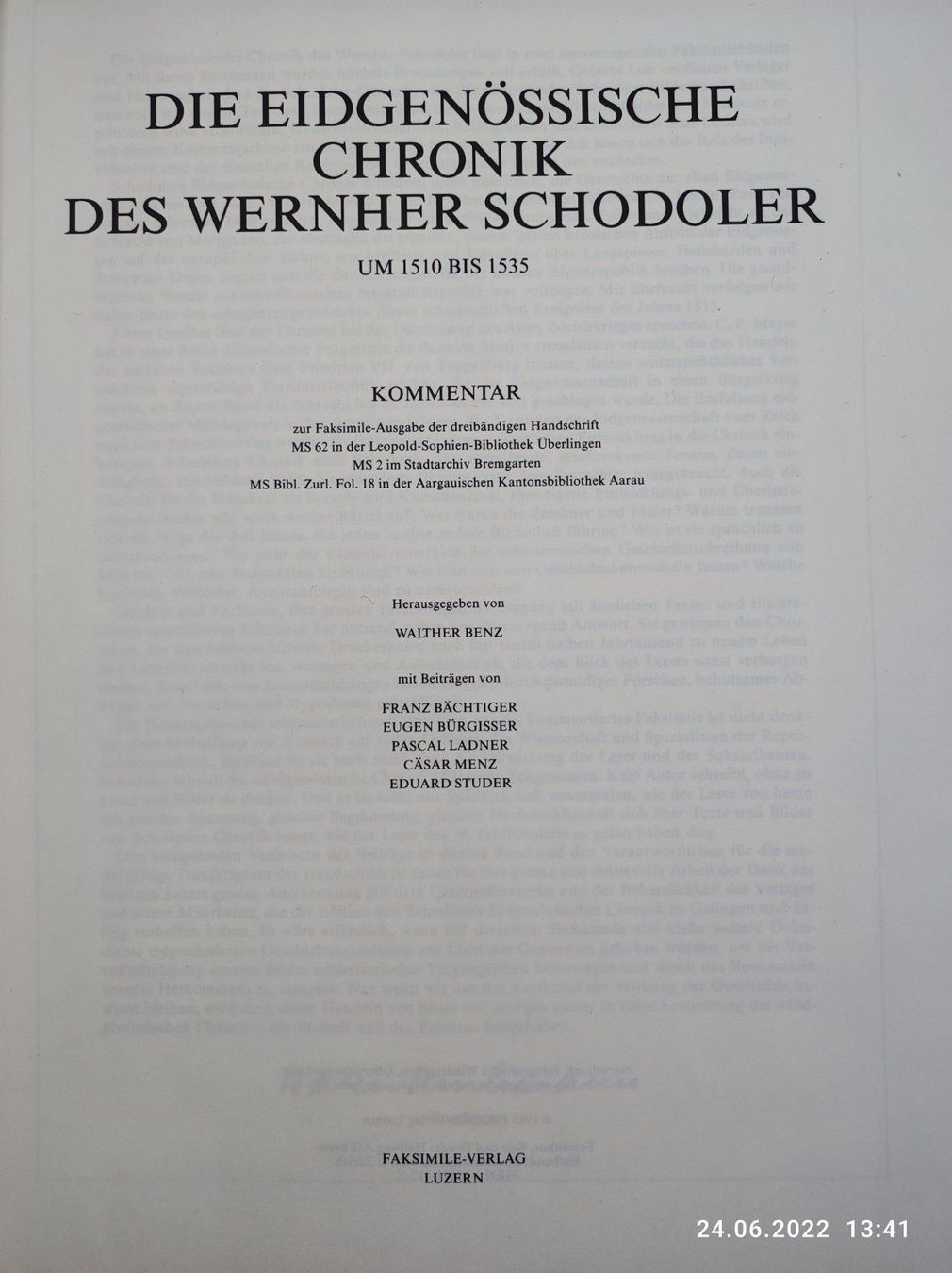 Libri: FAKSIMILE - EIDGENÖSSISCHE CHRONIK – Usato da Goldach venduto da Gaip 2