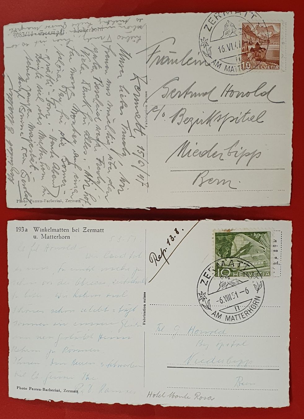 Cartoline postali: 2 Ansichtskarte von Zermatt – Usato da Kreuzlingen venduto da Rschweiz1 1