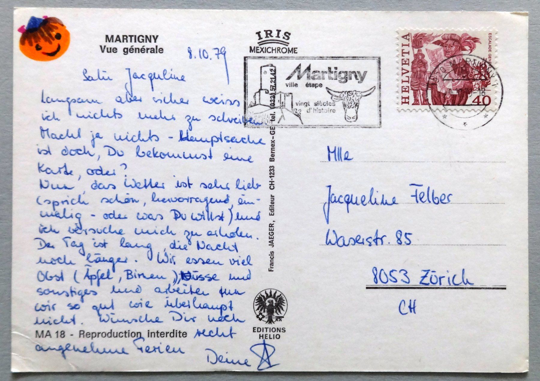 Cartoline postali: Martigny, Vue générale – Usato da Fétigny venduto da Billy2miny 1