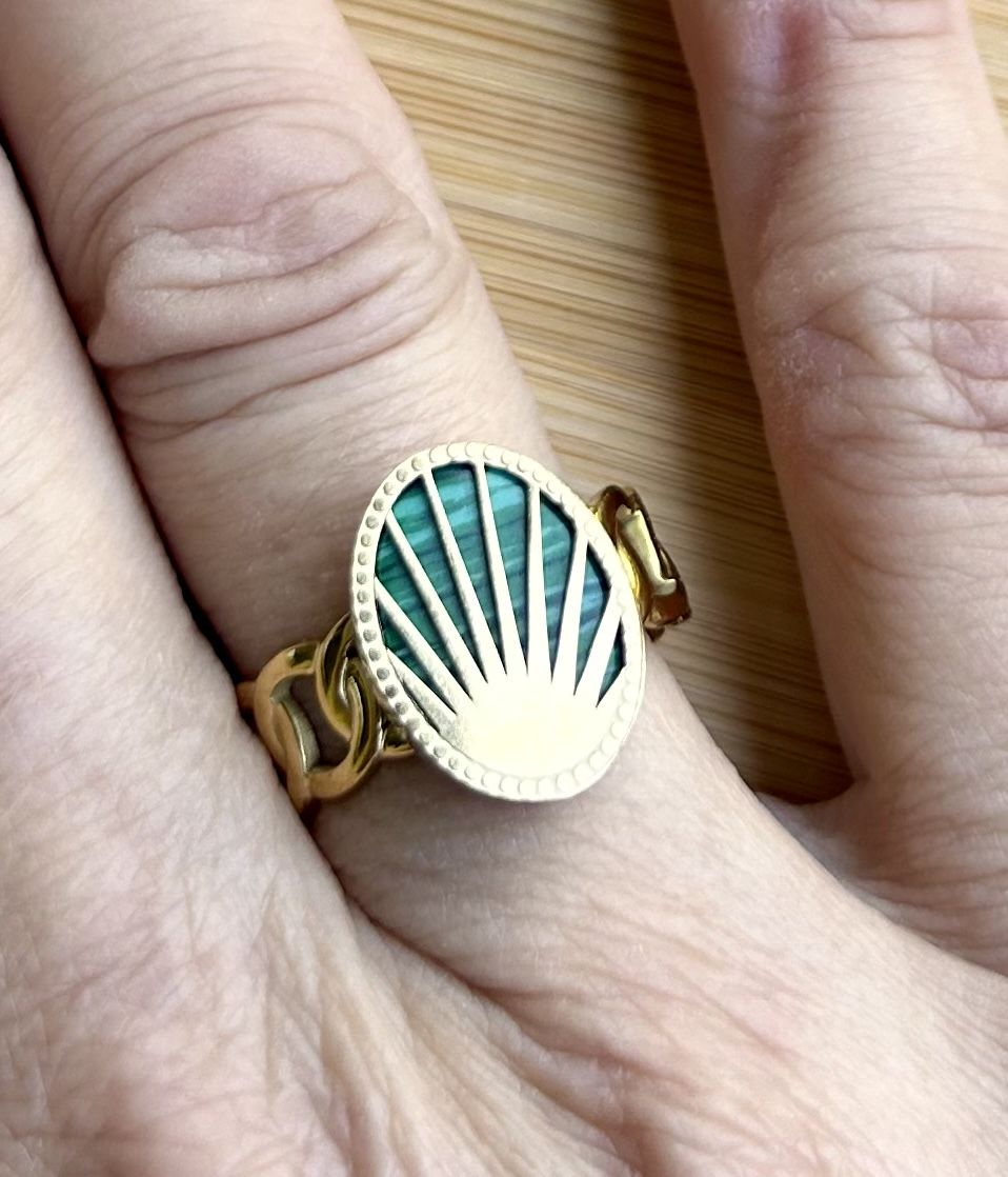 Anelli: Bague dorée Malachite – Nuovo e nell'imballaggio originale da ANIèRES venduto da feuillette 1