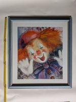 Gemälde Clown signiert Ute S. Mertens gerahmt 48x38 cm