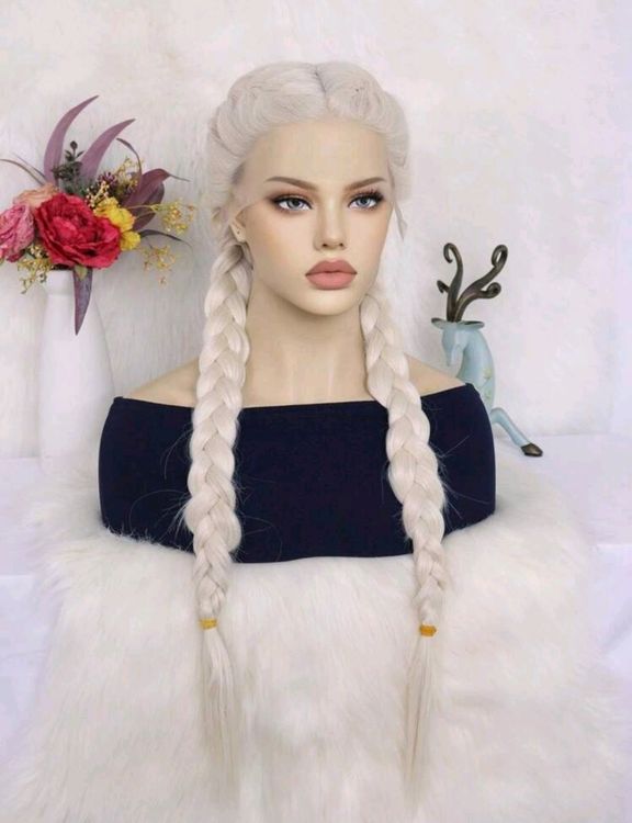 Rosa Anime Manga Perücke Mit Zöpfen – Für Cosplay & Verkleidung, Damen