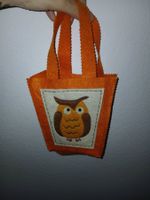 Filz Tasche orange Eule Motiv Handarbeit kleine Tasche