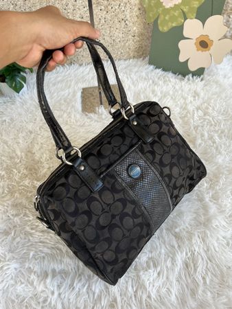 Handtasche Coach schwarz Monogramm Leder 36x23cm 