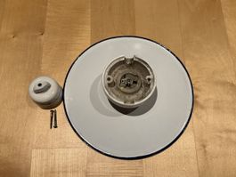Antike Emaille Lampe, Stalllampe Kellerlampe Keramik