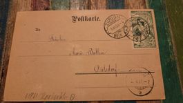 1900 UPU mit Rasierklingenstempel Zürich
