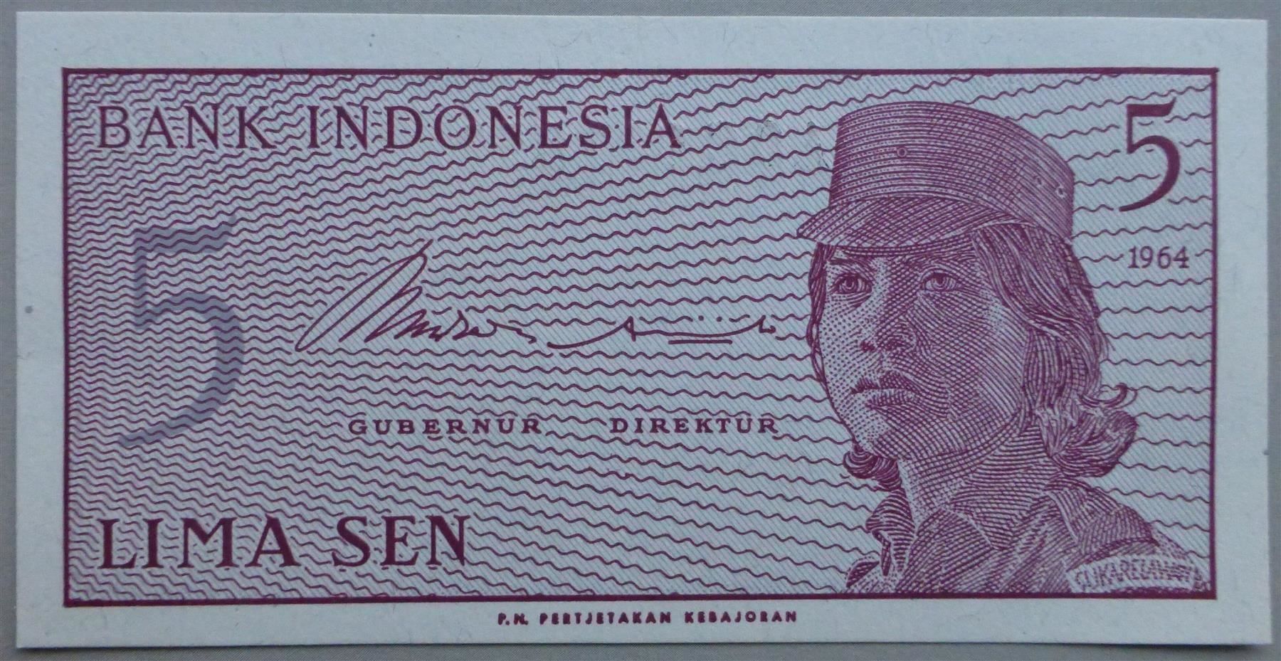 Banconote: Banknote, Indonesien, 5 Sen, 1964 – Nuovo (secondo la descrizione) da Basel venduto da Falconis