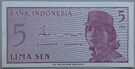 Banknote, Indonesien, 5 Sen, 1964