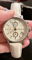 Schicke Fossil Damenuhr Chronograph weiss