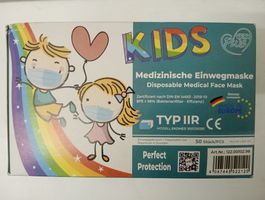 50 Stk. Kindermasken, Medizinische Einwegmasken Typ IIR, Neu