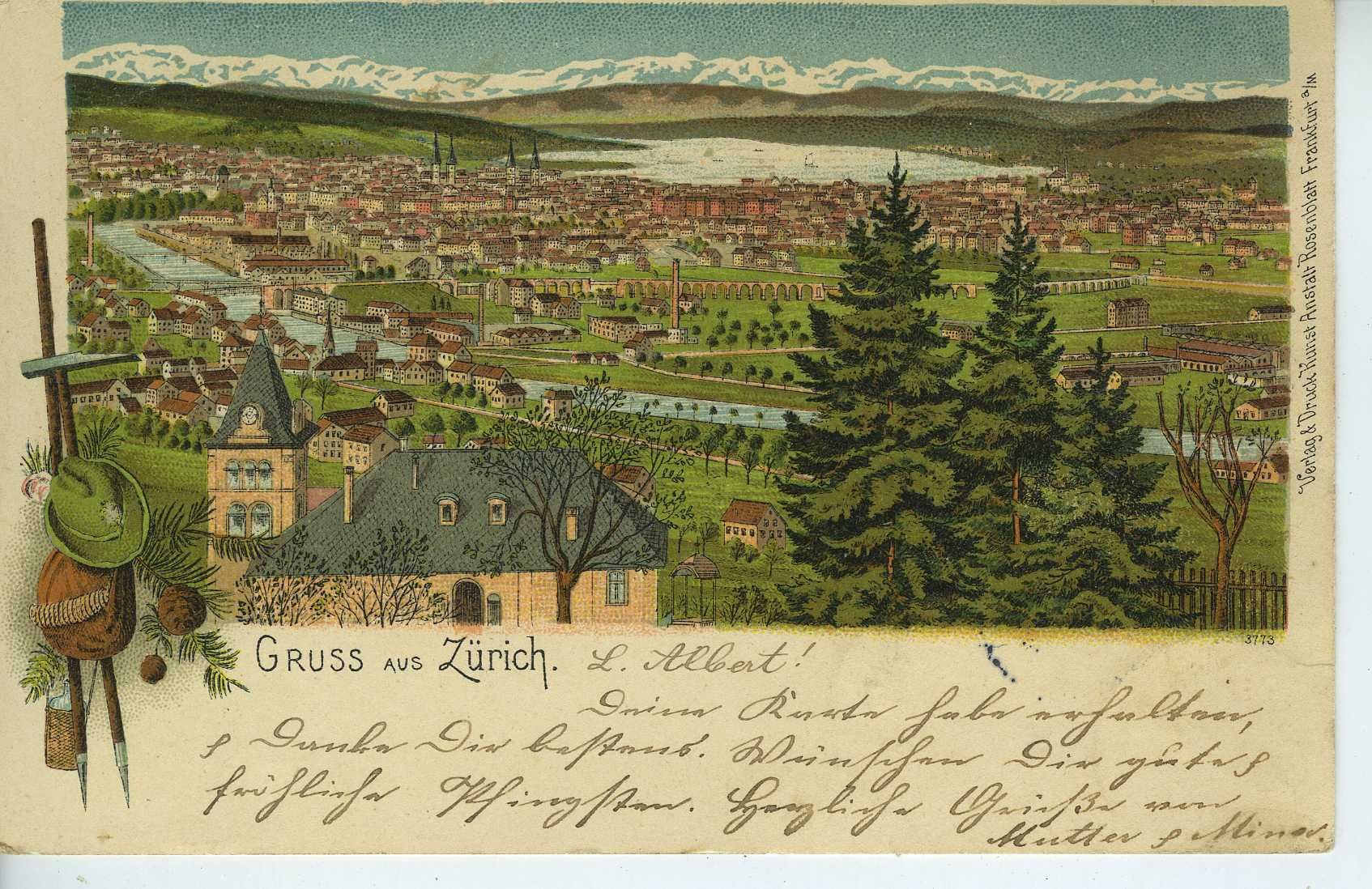 Ansichtskarten: Zürich - Lithokarte – Gebraucht aus Schleitheim von Pmschlaate
