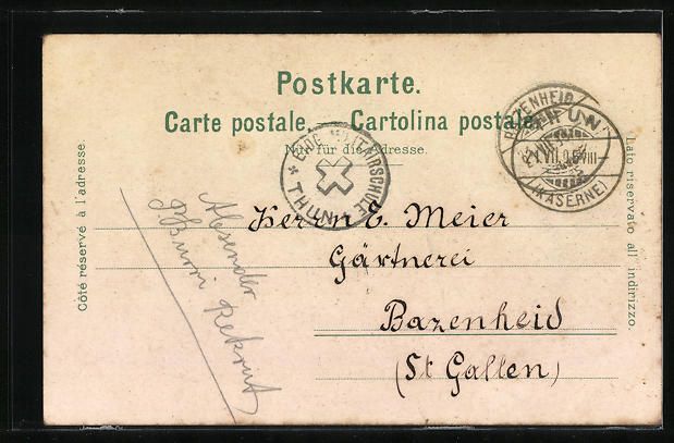 Cartoline postali: AK Thun, Blick zur Caserne – Usato da Berlin venduto da bartko-reher 1