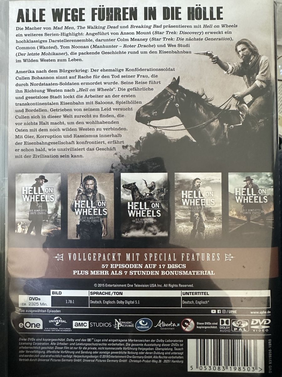 Tous les DVDs: Hell on Wheels Die komplette Serie DVD Box – D'occasion à Tüscherz-Alfermée par Pluriel2 1