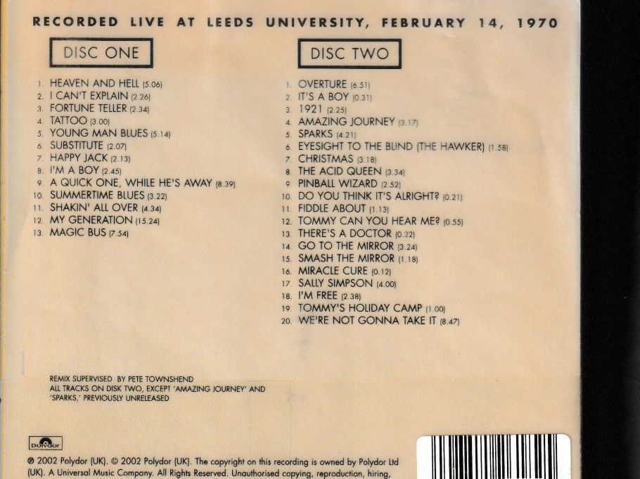 CD: Who - Live at Leeds - Deluxe Edition – Usato da Chur venduto da zowie72 1