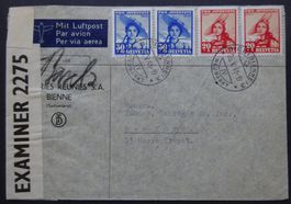 Zens. Flugpostbrief nach New York mit je 2 x PJ 95 + 96