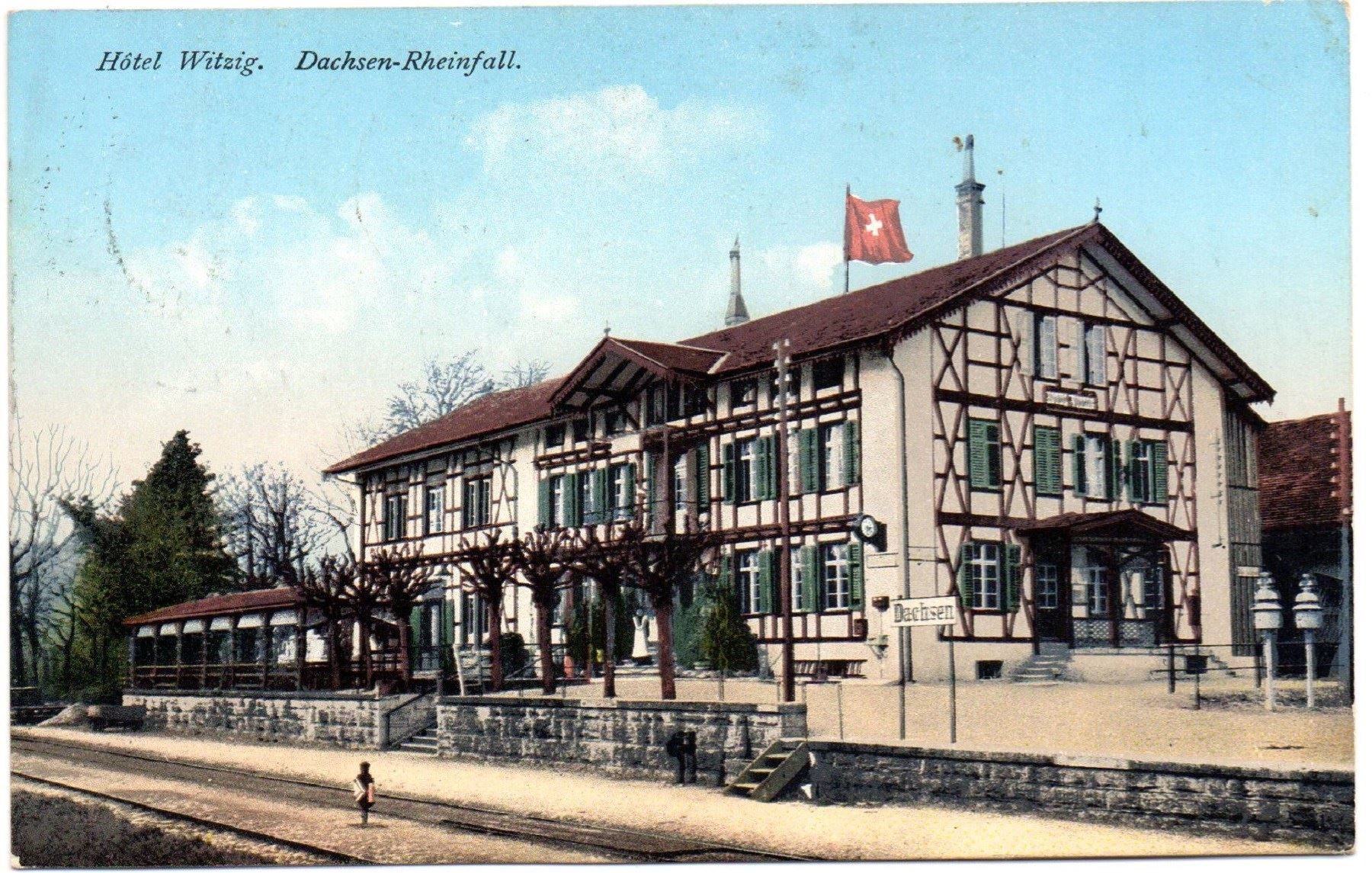 Ansichtskarten: DACHSEN-RHEINFALL Hôtel Witzig - Bahnhof – Gebraucht aus Jona von philajona