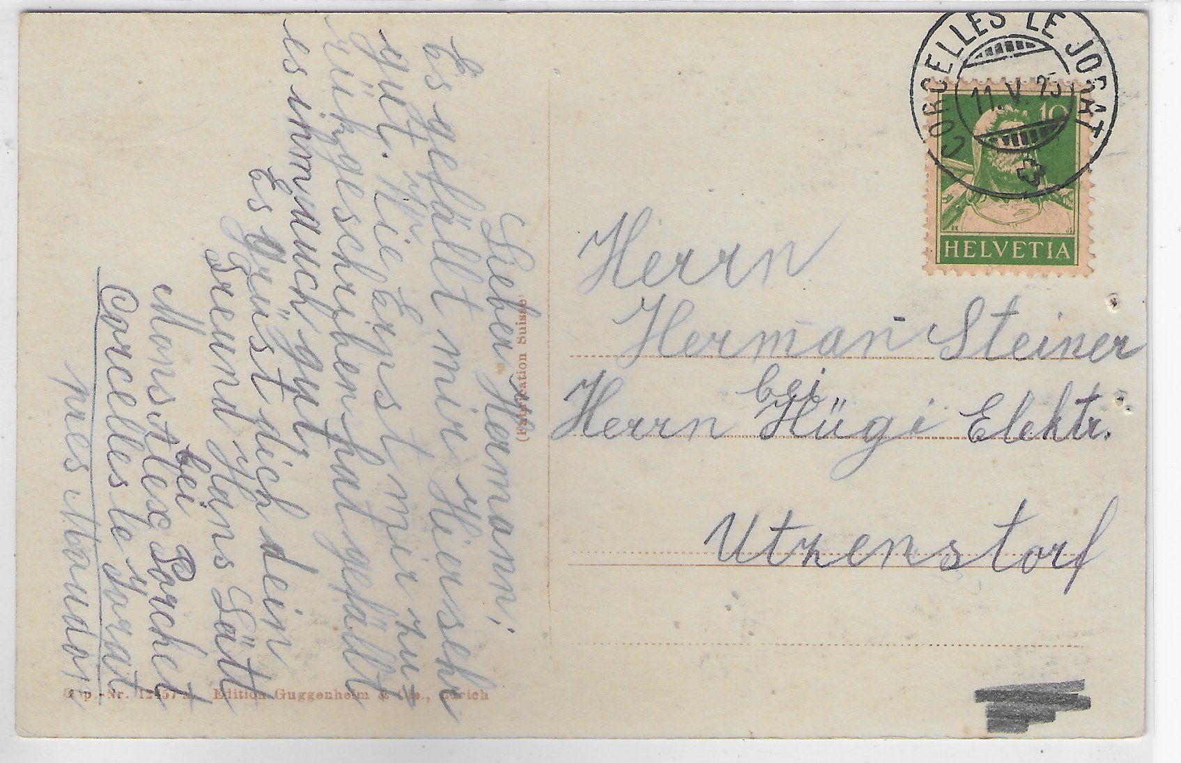 Cartoline postali: Corcelles-le-Jorat - l'Eglise – Usato da Ettingen venduto da Kartenplanet 1