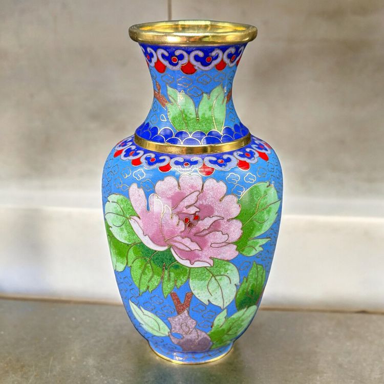 Vase - Émail cloisonné - fleurs de chrysanthème - Japon