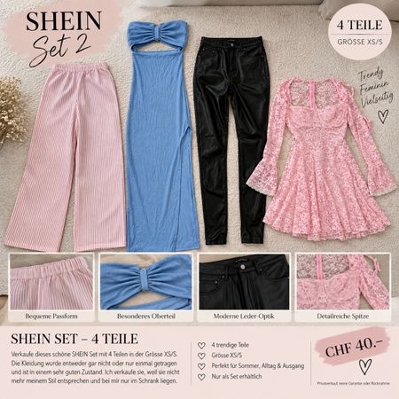 Kleidung Set Shein 4 Teile Grösse XS bis  S guter Zustand