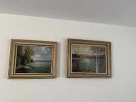 Vintage Framed Landscape Painting - Perfect Autumn Decor