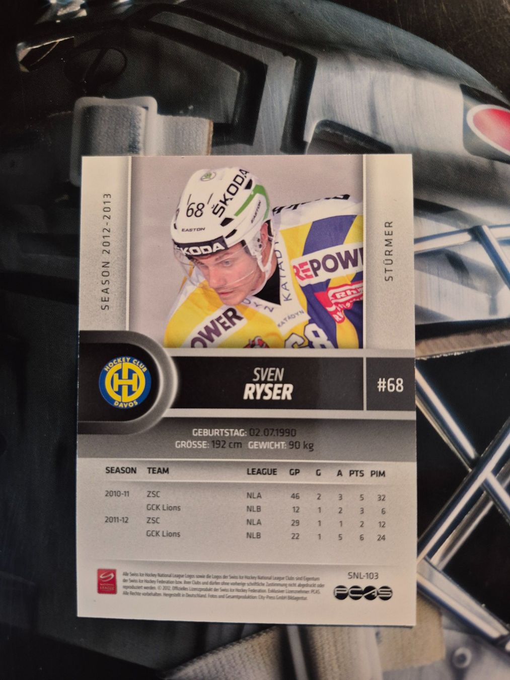 Carte collezionabili: Sven Ryser HC Davos 2012/13 – Usato da Treiten venduto da Sauber73 1