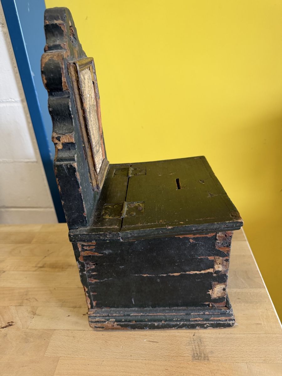 Salvadanai: Alte Spardose mit religiösem Bild Holz  – Usato da Strengelbach venduto da RaenAntikDesign 6