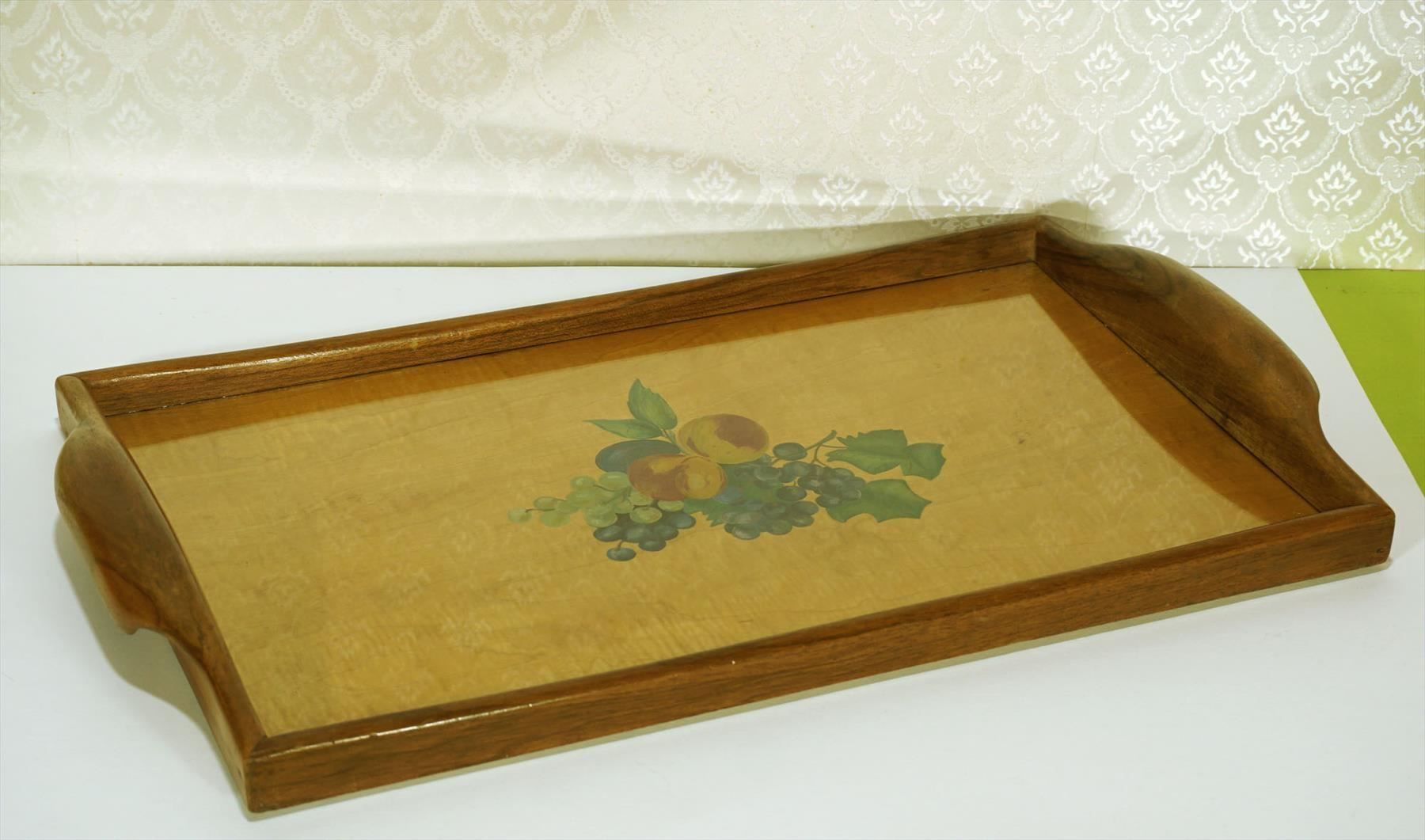 Piatti di portata: Vintage Holz-Tablett mit handgemaltem Obstsujet – Usato da Meggen venduto da Trouvaillen 4