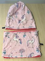 Mützen und Schlauchschal Set Einhorn rosa Fleece Gr. 50