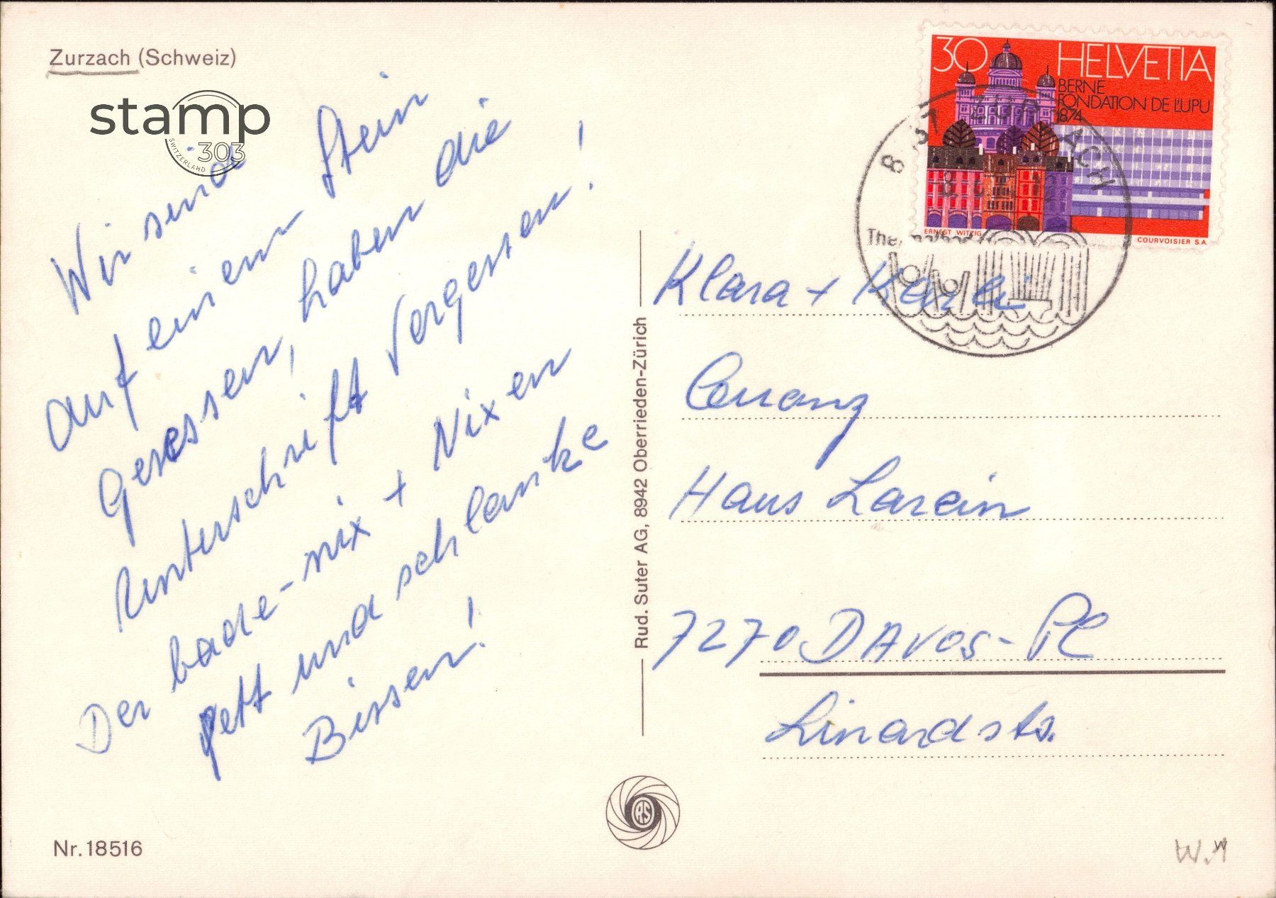 Cartoline postali: AK Zurzach – Usato da Eggersriet venduto da stamp303 1