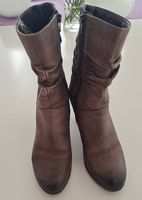 Schöner Lederstiefel Farbe taupe/grau, mit Absatz 8 cm