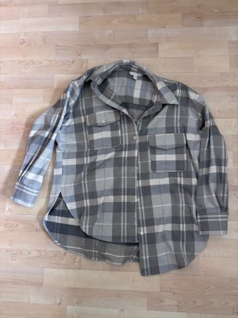 H&M Hemd kariert grau weiss langarm