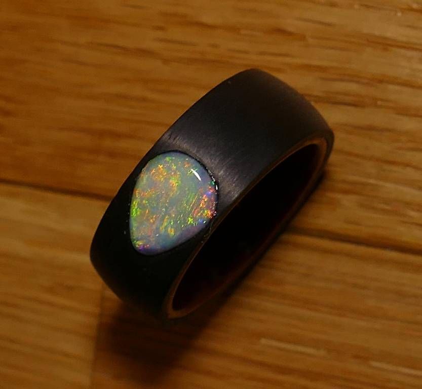 Anelli: Opal Ring Holz/Carbon, Gr.55 Lightning Ridge Australien – Nuovo (secondo la descrizione) da Wilen b. Wil venduto da Tschirio 4