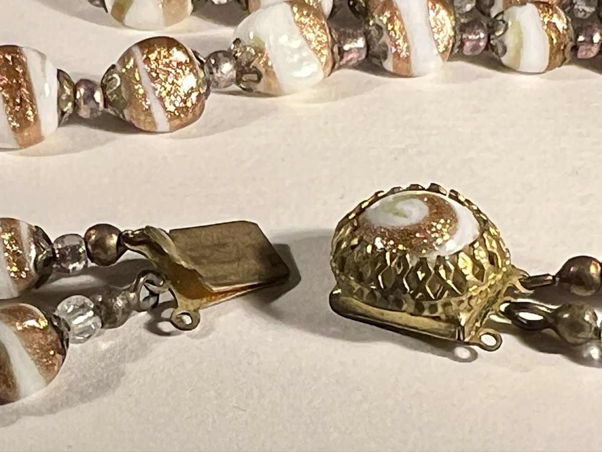 Murano Catenine: Collier Murano Blanc Doré Double Rang fait main, 50s – Usato da Genève venduto da DELIRBEADS 8