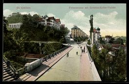 AK St. Gallen, Felsenstraße mit Gottfried-Keller-Viadukt