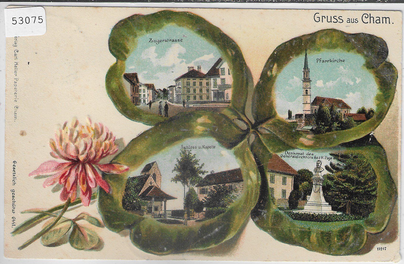 Cartoline postali: Gruss aus Cham - Kleeblatt-Präge-Litho – Usato da Ettingen venduto da Kartenplanet