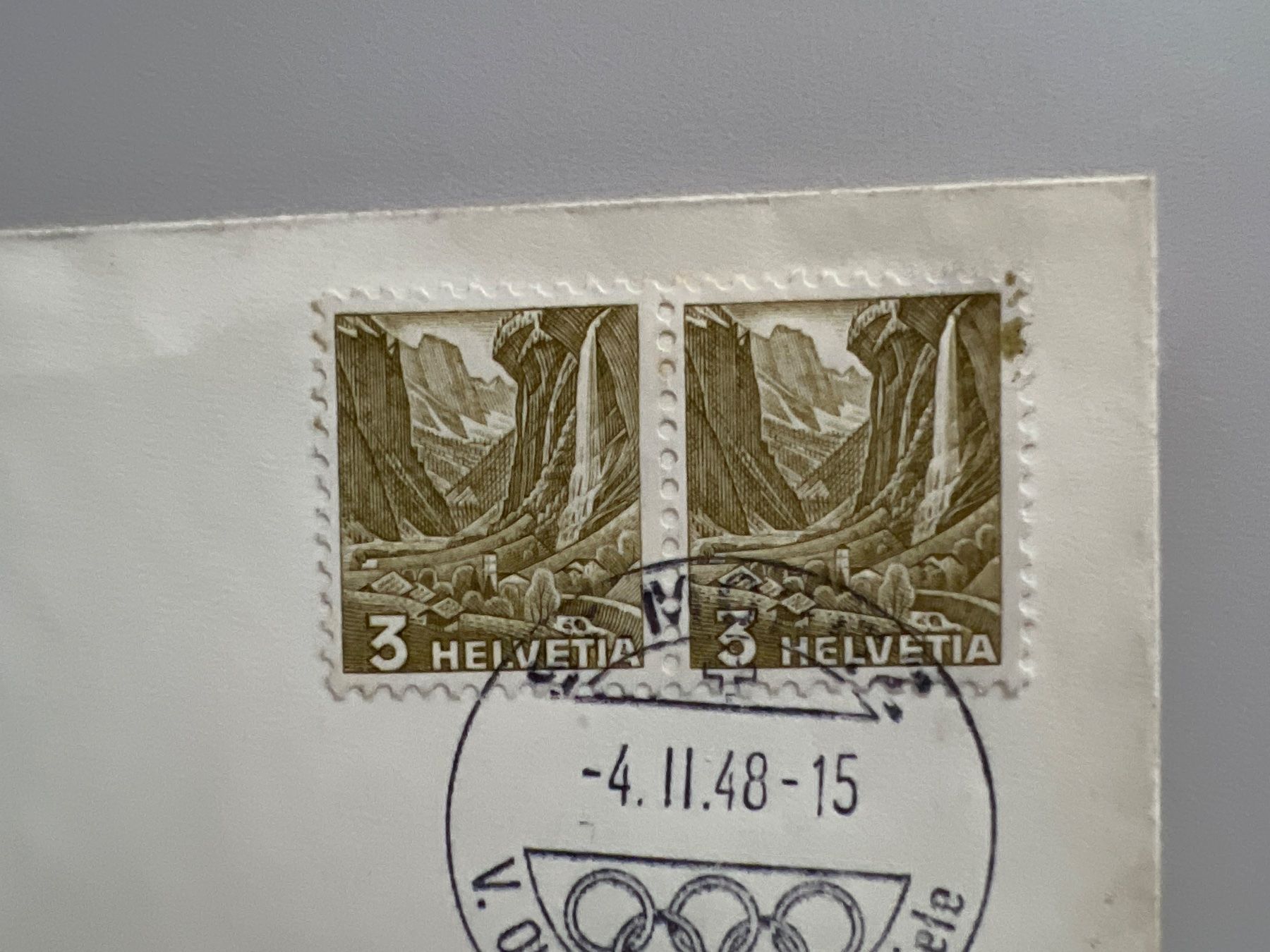 Tutti i francobolli: 1948 Winter-Olypiade St.Moritz Eings.Brief mit Nr. 201+215 – Usato da Buchrain venduto da Bonoli 1