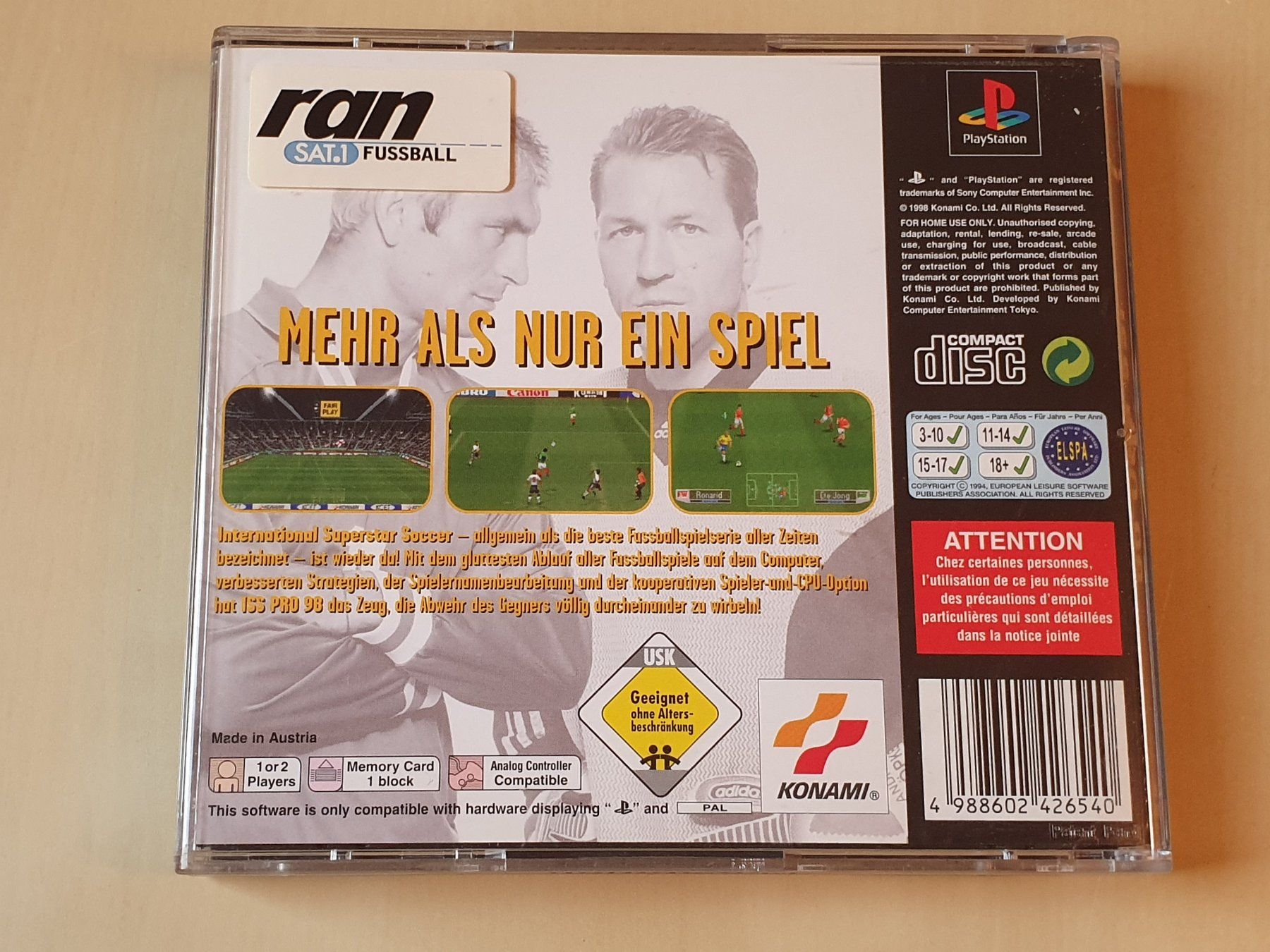 Sony Spiele: ISS Pro 98 inkl. Metal Gear Solid Demo – Gebraucht aus Stansstad von collectorsshop 1
