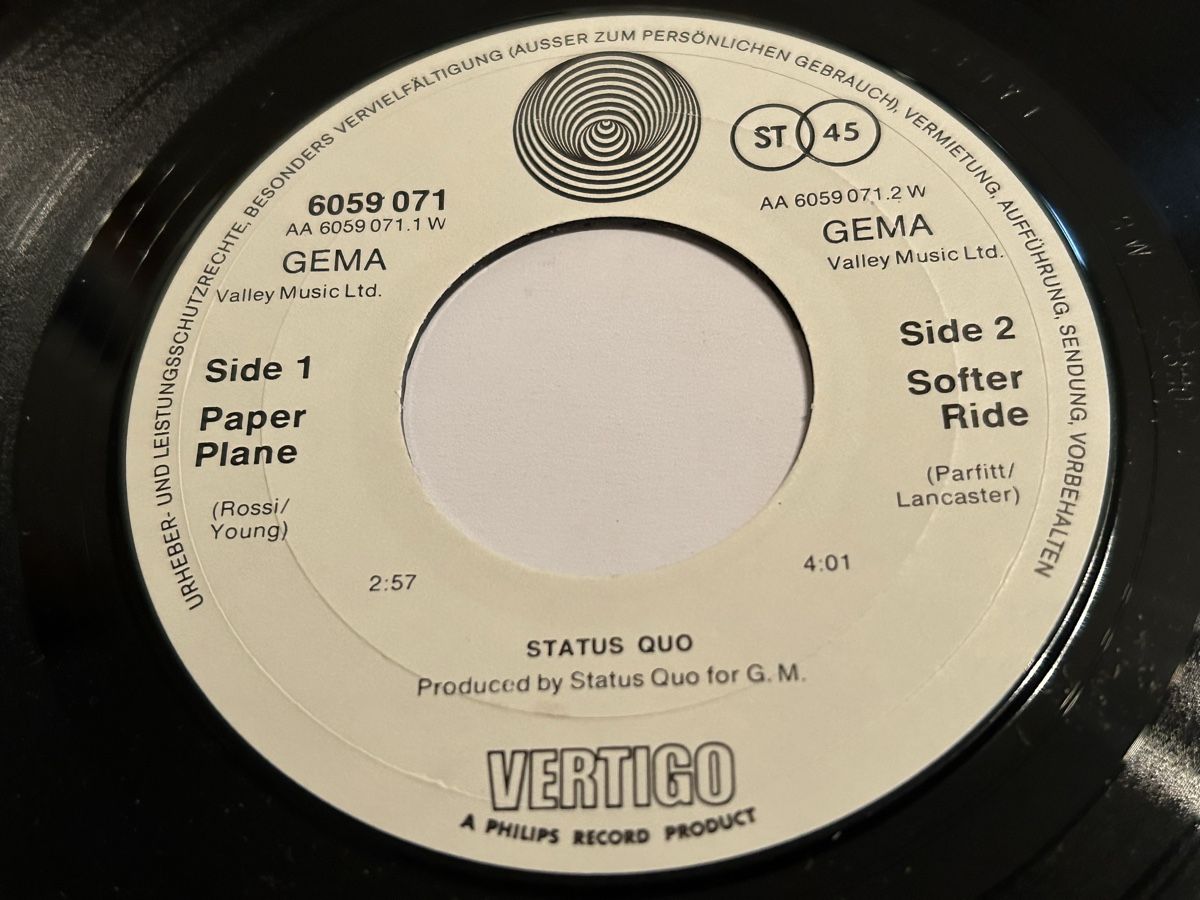 Dischi in vinile: Status Quo. 1972.  Vertigo. Paper Plane – Usato da Faulensee venduto da Mizuno06 5