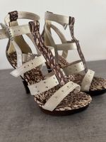 Sandaletten Lederimitat Animalprint mit Nieten Grösse 38