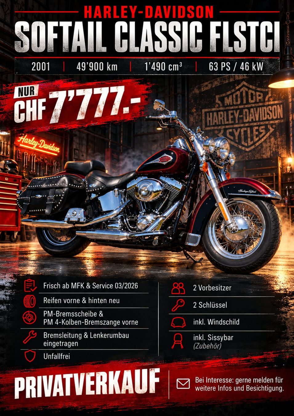 Harley-Davidson Cruisers: Harley Softail 1450 – MFK/Service 03/26 – neue Reifen – D'occasion à Neuendorf par kar_zm7j