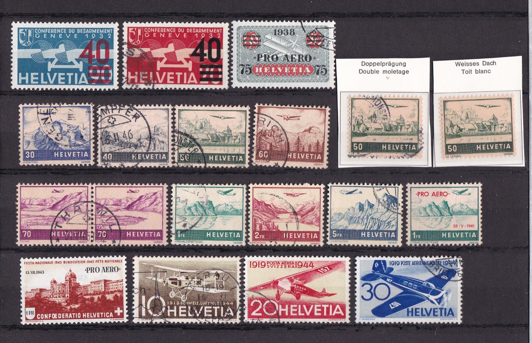 Tutti i francobolli: CH Briefmarken Lot "Flugpost" ab 1923 – Usato da Münchwilen AG venduto da Nesar 1