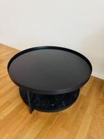 Round coffee table black marble effect top metal frame 88cm