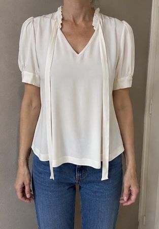 Sandro Paris – Blouse en crêpe blanc cassé – Taille 1 (S/M) 