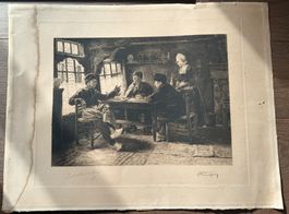 Trois gravures anciennes - 1 avec cadre+verre de protection