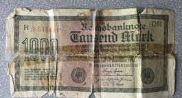 Historische Reichsbanknote 1000 Mark - Selten, Jahr 1922