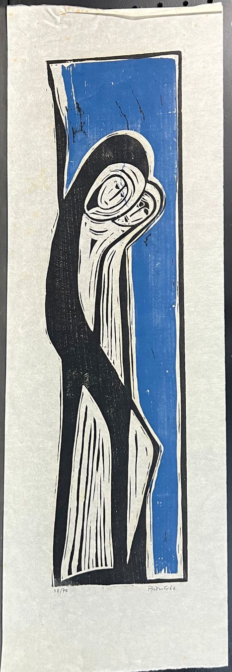 Xilografie: Jean Bünter. Maria mit Kind, 1966. Holzschnitt – Usato da Zumikon venduto da tesoro8853