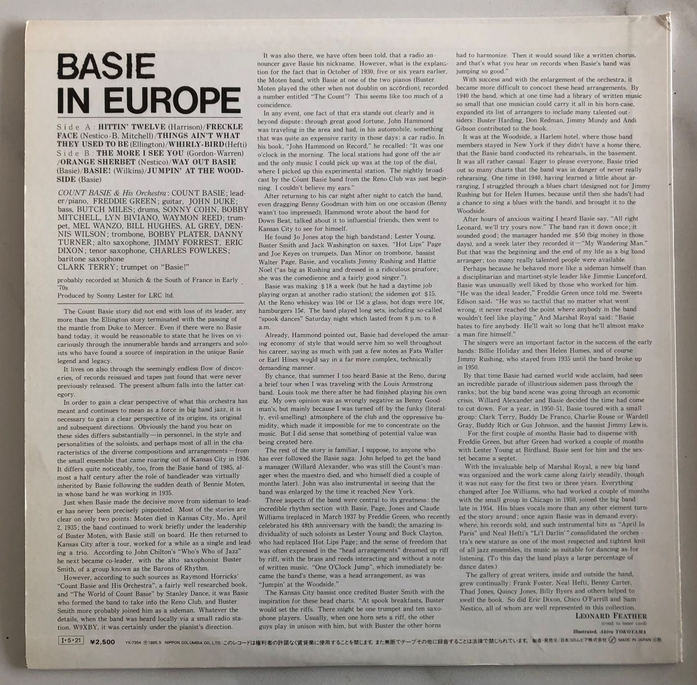 Dischi in vinile: COUNT BASIE & HIS ORCHESTRA - BASIE IN EUROPE – Usato da Poliez-Pittet venduto da Newtown-Records 1