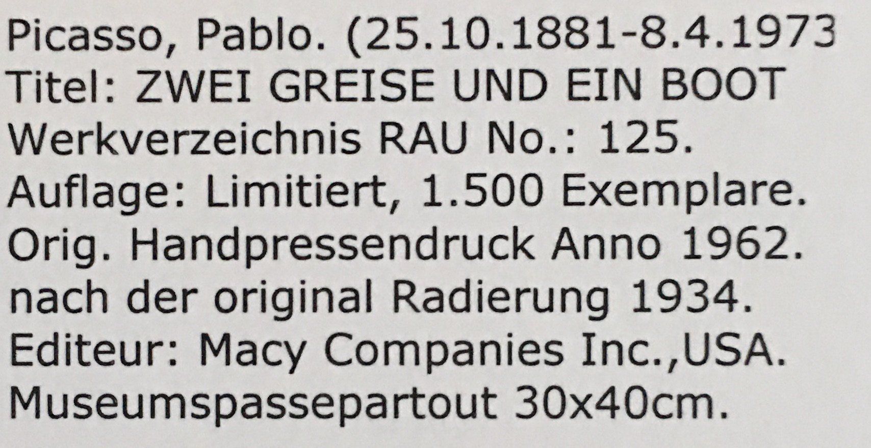 Grafica & Litografie: Pablo Picasso "Zwei Greise und ein Boot"    HANDPRESSENDRUCK – Usato da Nennigkofen venduto da Sommersonnen 3