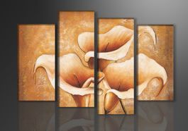 Leinwandbild - Calla Blumen Pastell -130x80cm / 4-teilig NEU